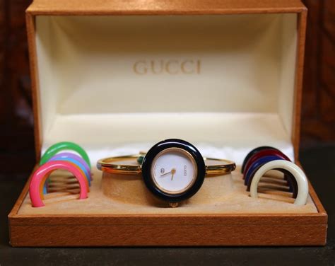 gucci change color watch|Gucci watch with colored bezels.